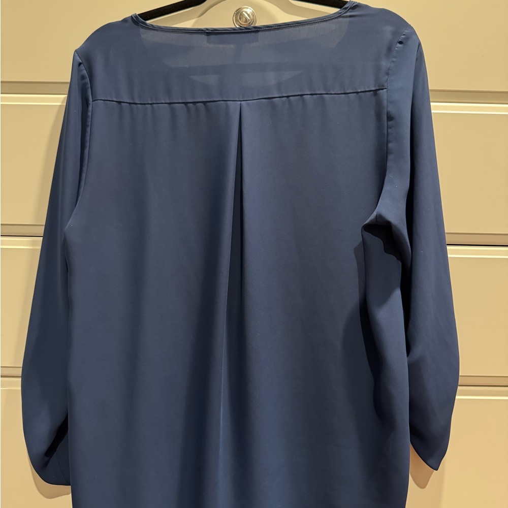 Amanda Uprichard Maternity Henley Scoop Neck Top Medium Navy Blue - Picture 6 of 8